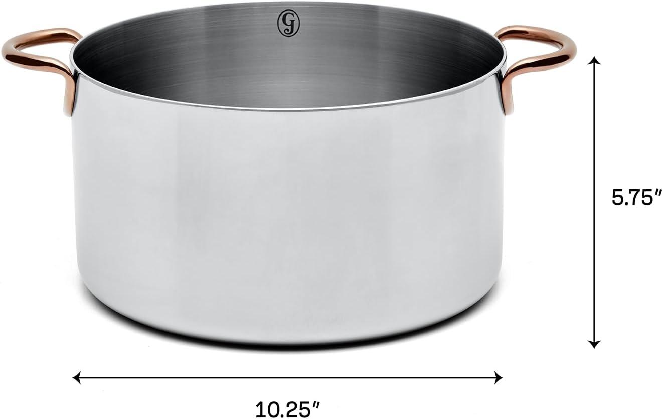imageGreat Jones Big Deal 8Quart Stainless Steel Stock Pot With Lid Induction ampamp Oven Safe Dishwasher Friendly Fully Clad for Even Heating Oversized Welded Handles8 Quarts