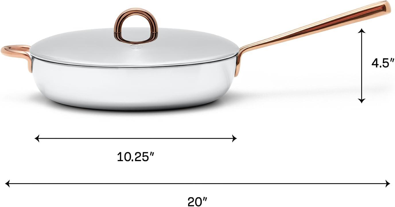 imageGreat Jones Deep Cut 3Quart Stainless Steel Saut Pan Hybrid Skillet ampamp Saut Pan with Sloped Sides Welded Handles Induction ampamp Oven Safe Dishwasher Friendly3Quart