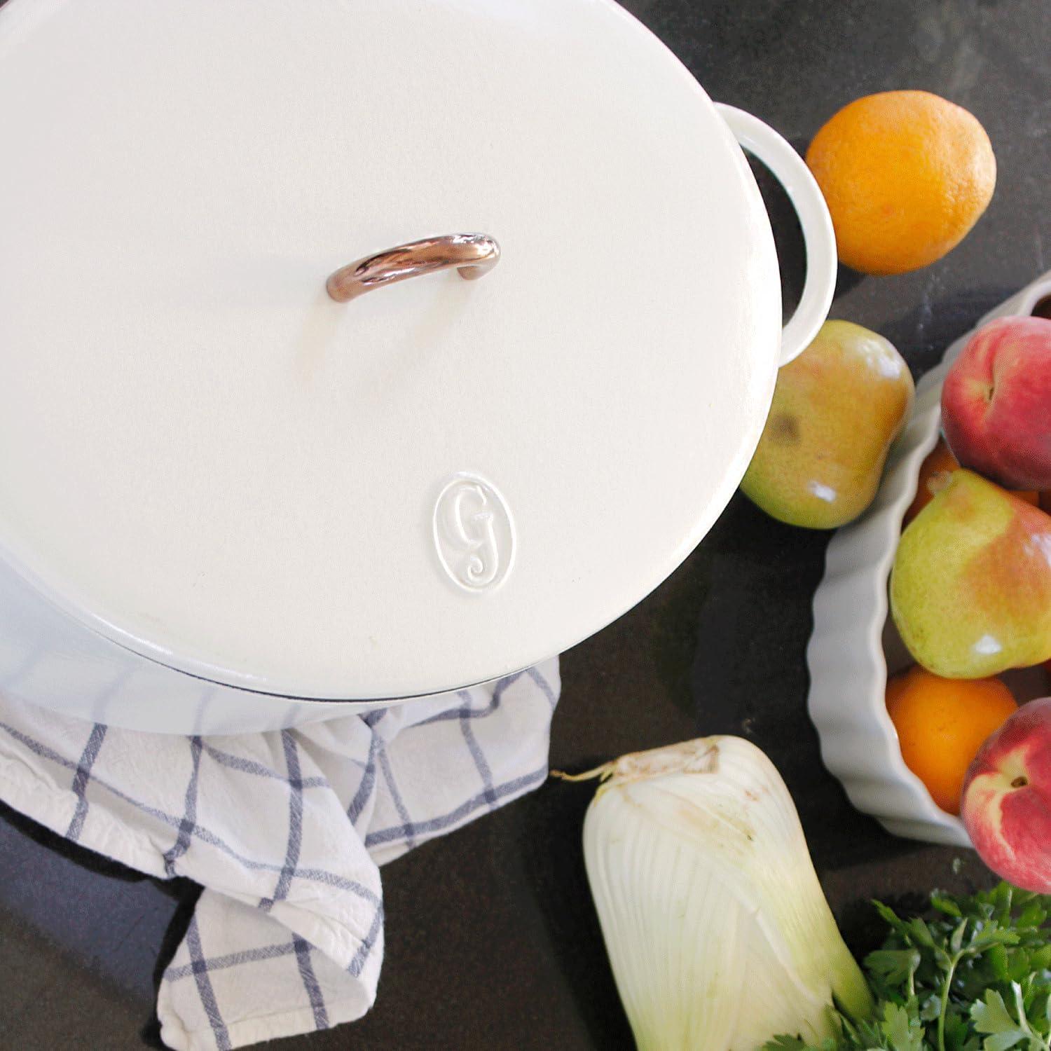 imageGreat Jones Dutchess Cast Iron Dutch Oven Pot With Lid Pepper Large 675 Quart Size Dual Handles All Stovetop Safe 500 Dutch Oven For Bread Baking Dishwasher FriendlySalt