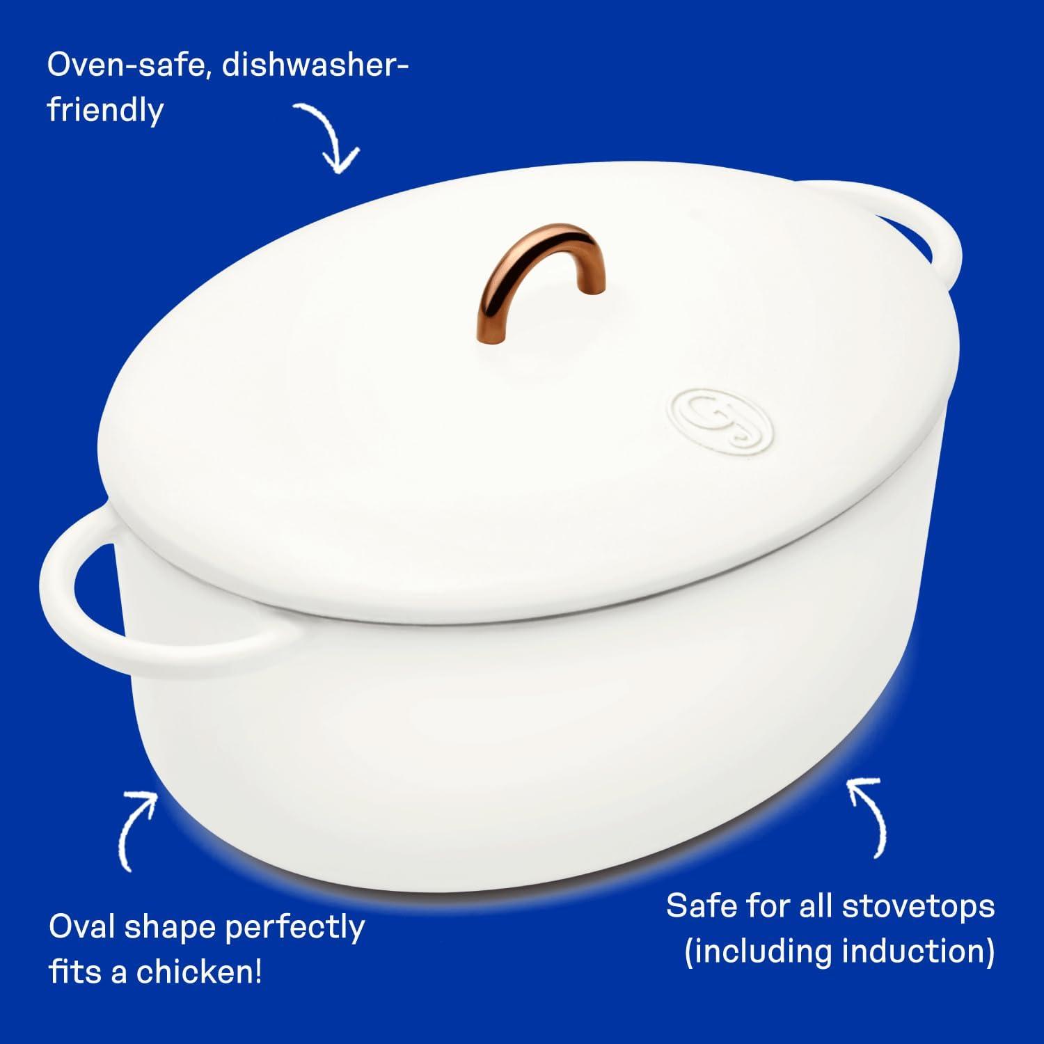 imageGreat Jones Dutchess Cast Iron Dutch Oven Pot With Lid Pepper Large 675 Quart Size Dual Handles All Stovetop Safe 500 Dutch Oven For Bread Baking Dishwasher FriendlySalt