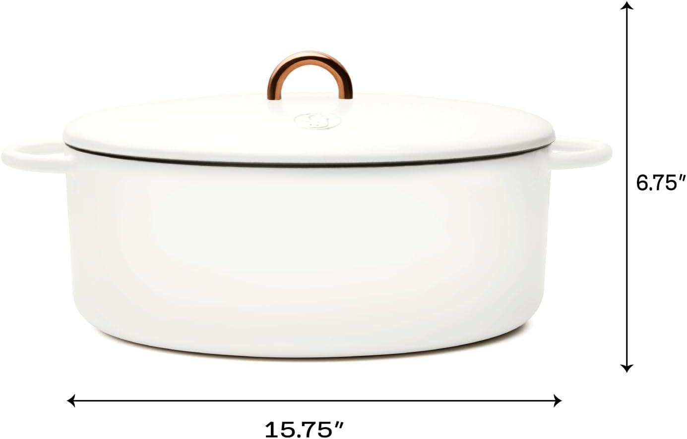 imageGreat Jones Dutchess Cast Iron Dutch Oven Pot With Lid Pepper Large 675 Quart Size Dual Handles All Stovetop Safe 500 Dutch Oven For Bread Baking Dishwasher FriendlySalt