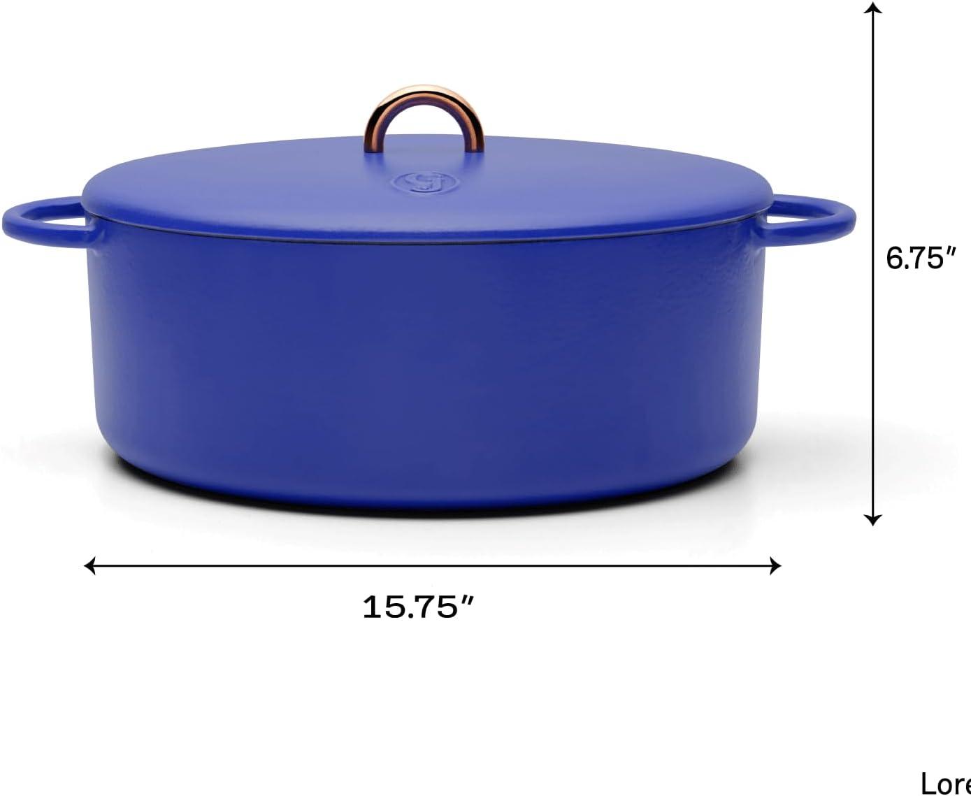 imageGreat Jones Dutchess Cast Iron Dutch Oven Pot With Lid Pepper Large 675 Quart Size Dual Handles All Stovetop Safe 500 Dutch Oven For Bread Baking Dishwasher FriendlyBlueberry