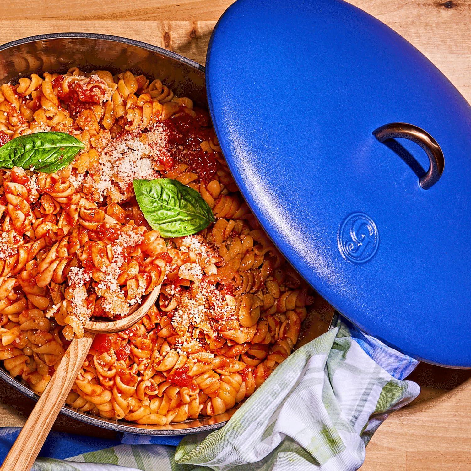 imageGreat Jones Dutchess Cast Iron Dutch Oven Pot With Lid Pepper Large 675 Quart Size Dual Handles All Stovetop Safe 500 Dutch Oven For Bread Baking Dishwasher FriendlyBlueberry