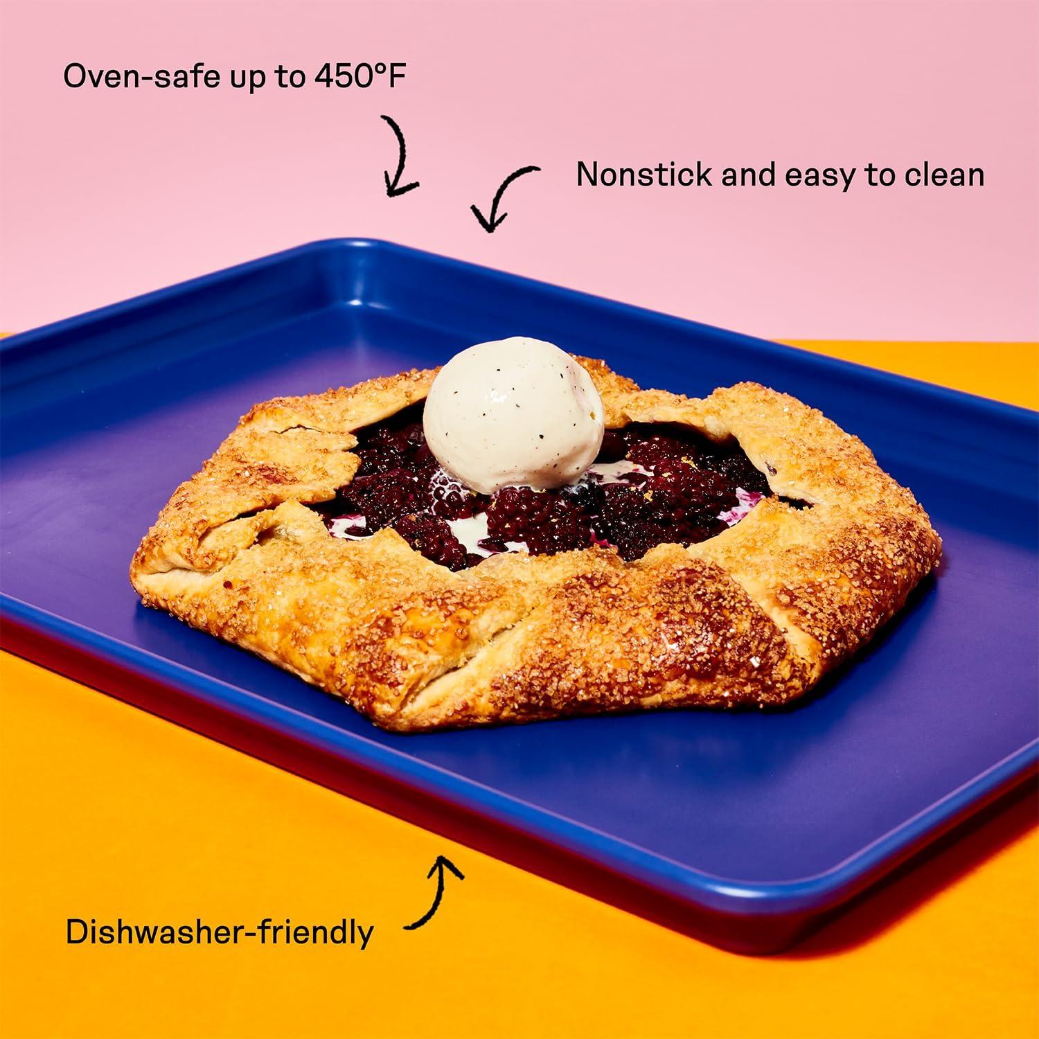 imageGreat Jones Holy Sheet Pan ampamp Big Chill Rack Set Blueberry Nonstick Aluminized Steel 185quotx135quot HeavyDuty Sheet Pan ampamp Cooling Rack For Baking Roasting Broiling Oven ampamp Dishwasher Safe