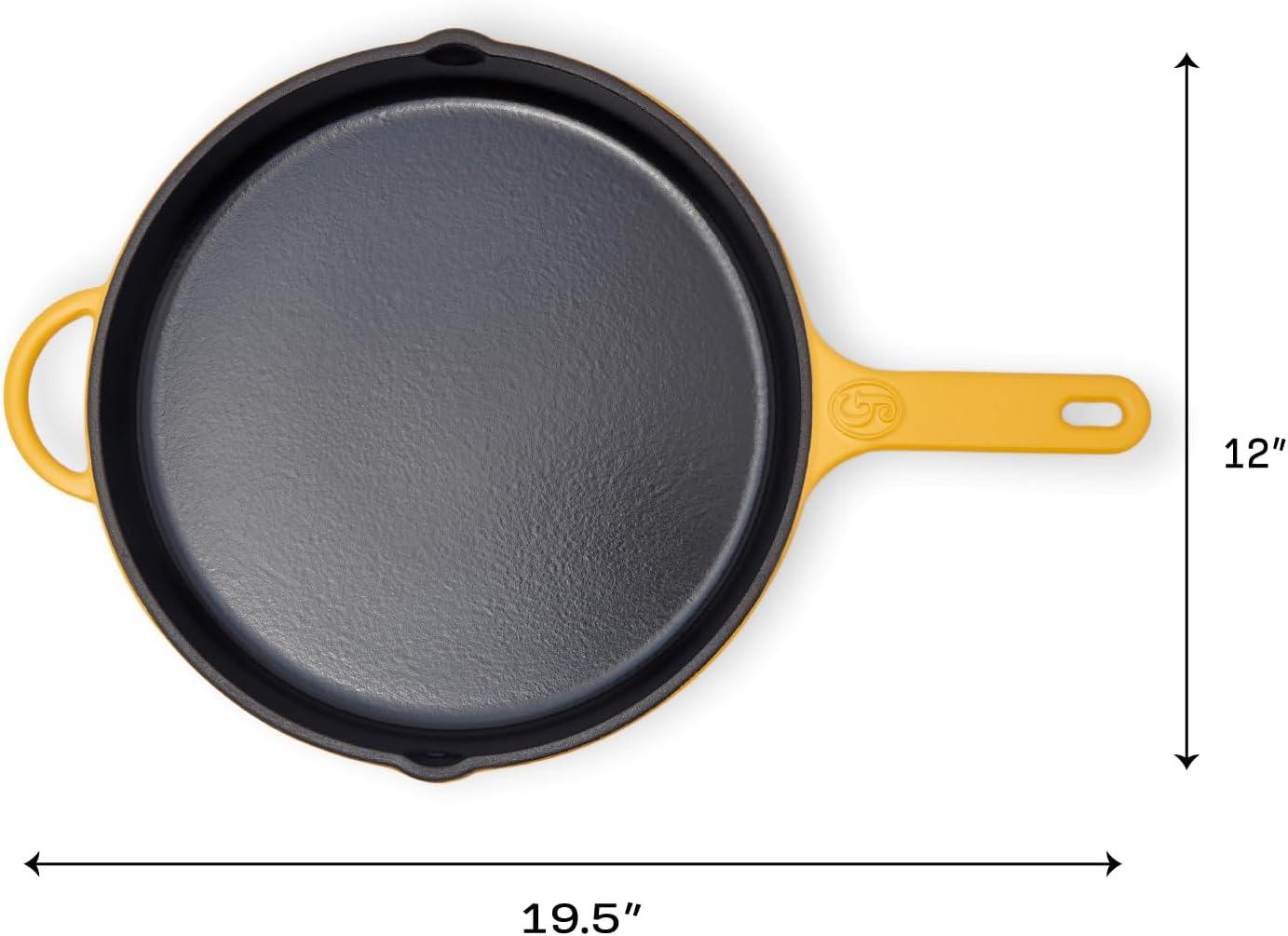 imageGreat Jones King Sear CastIron Skillet Blueberry 12quot Enameled for Easy Cleaning Safe for All Stovetops ampamp Ovens Perfect for Crispy Chicken Steak ampamp More OvenSafe to 500F Hand Wash OnlyMustard