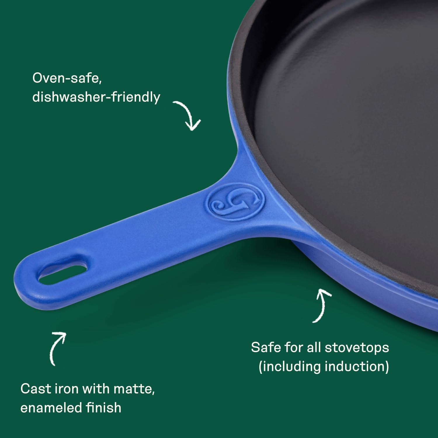 imageGreat Jones King Sear CastIron Skillet Blueberry 12quot Enameled for Easy Cleaning Safe for All Stovetops ampamp Ovens Perfect for Crispy Chicken Steak ampamp More OvenSafe to 500F Hand Wash OnlyBlueberry