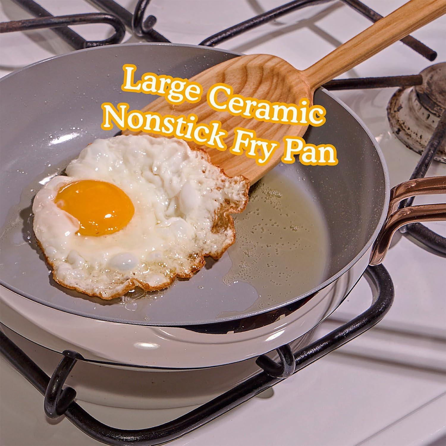 imageGreat Jones Large Fry 1025 Inch Nonstick Frying Pan Nontoxic Ceramic Coating PTFE ampamp PFOAFree Welded Handle Induction ampamp Oven Safe Dishwasher FriendlyLarge