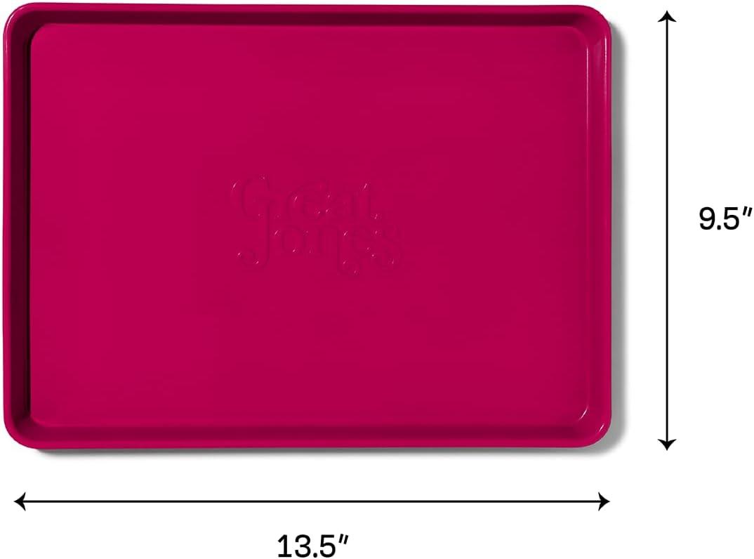 imageGreat Jones Little Sheet Pan ampamp Little Chill Rack Set Raspberry 135 x 95 HeavyDuty Nonstick Pan ampamp Cooling Rack Baking Tray ampamp Wire Rack for Cooking Baking Roasting Oven ampamp Dishwasher Safe