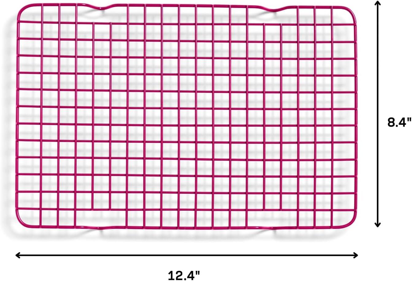 imageGreat Jones Little Sheet Pan ampamp Little Chill Rack Set Raspberry 135 x 95 HeavyDuty Nonstick Pan ampamp Cooling Rack Baking Tray ampamp Wire Rack for Cooking Baking Roasting Oven ampamp Dishwasher Safe