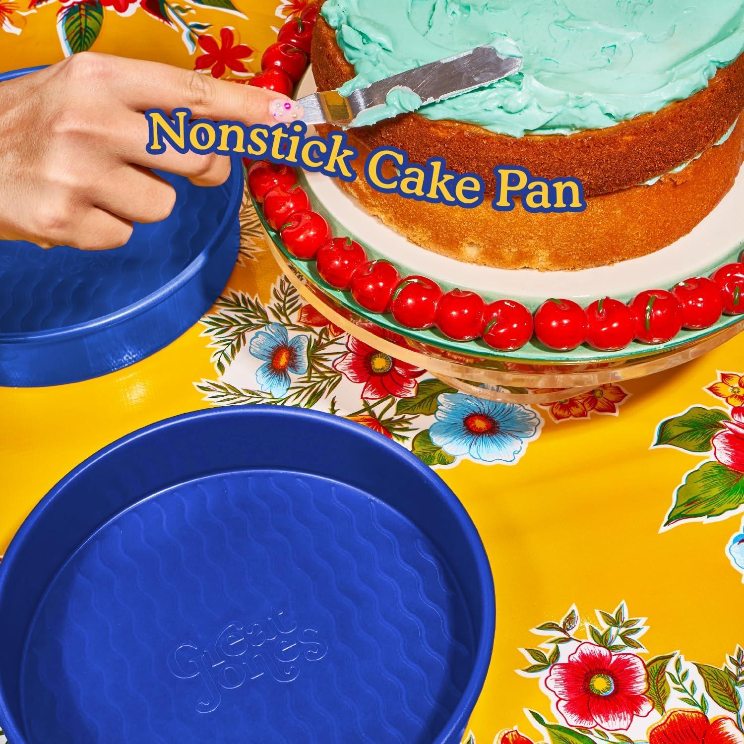 imageGreat Jones Patty Cake Raspberry Nonstick 9Inch Round Cake Pan HeavyDuty Aluminized Steel Easy Release Coating OvenSafe Up to 450F Even Heat Distribution DishwasherFriendlyRaspberry