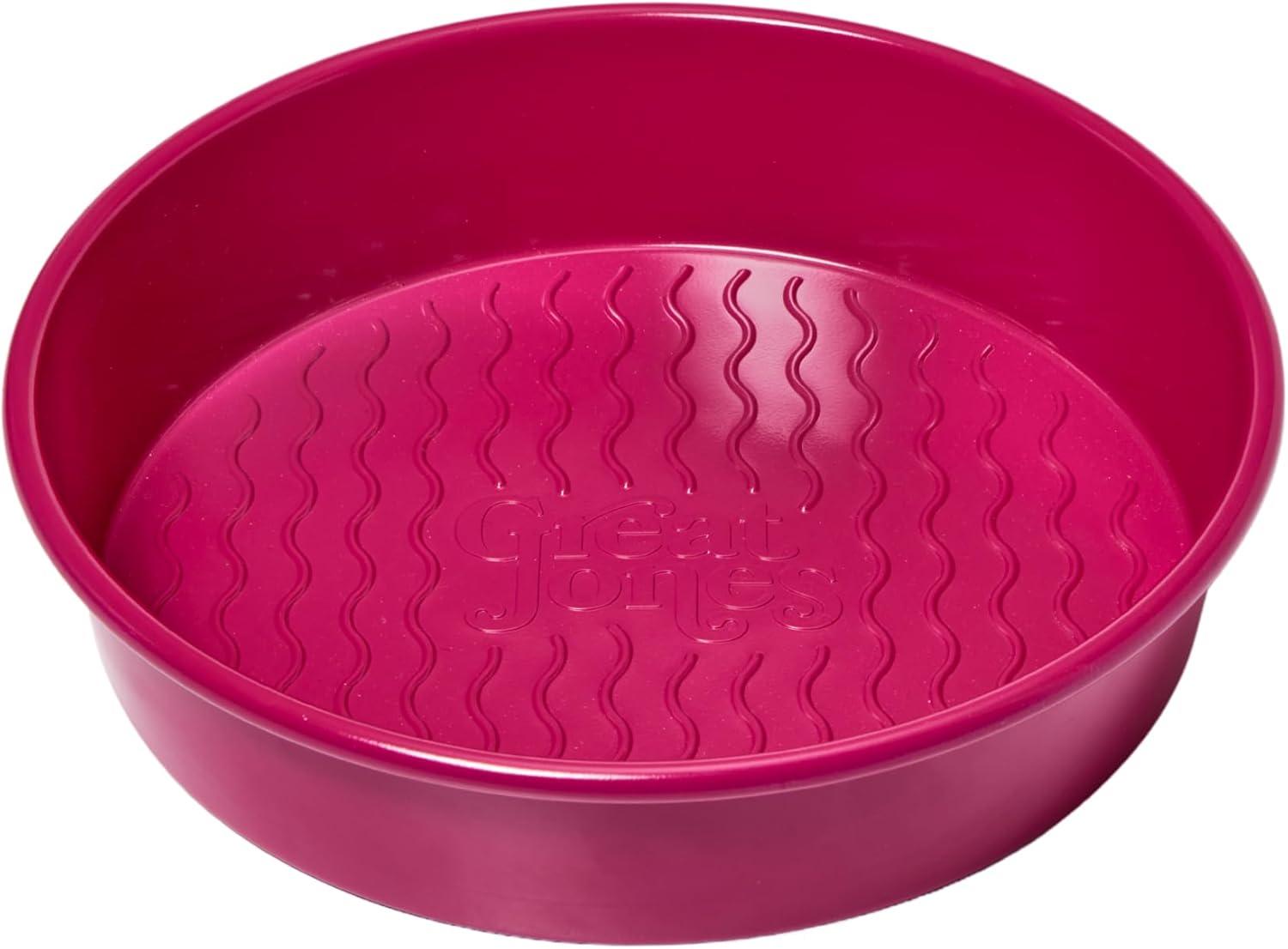 imageGreat Jones Patty Cake Raspberry Nonstick 9Inch Round Cake Pan HeavyDuty Aluminized Steel Easy Release Coating OvenSafe Up to 450F Even Heat Distribution DishwasherFriendlyRaspberry