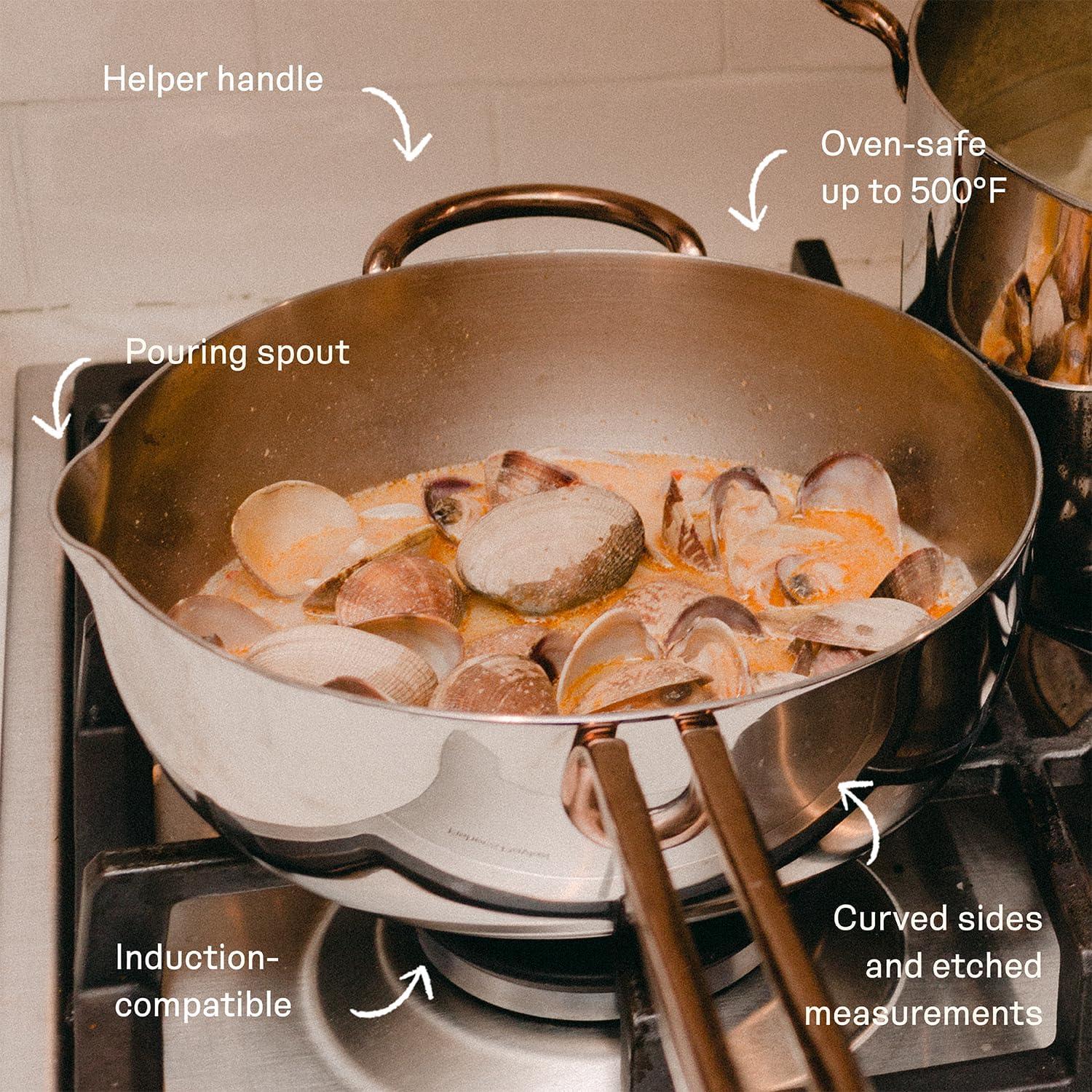 imageGreat Jones Saucy 3Quart Stainless Steel Sauce Pan With Lid Compatible With All Stovetops Induction ampamp Oven Safe Dishwasher Friendly3 Quarts