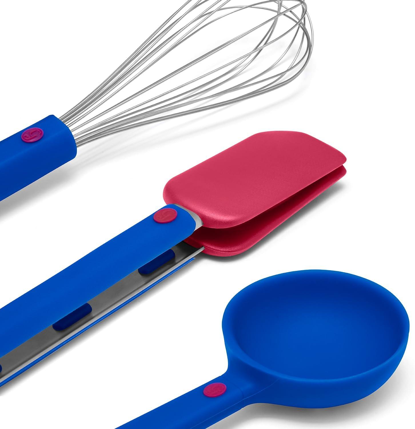 imageGreat Jones Tool Family 3Piece Large Kitchen Utensil Set Whisk Tongs Spoon BPA ampamp BPSFree HeatResistant Cookware Ergonomic Design ampamp DishwasherSafe BlueberryBlueberry