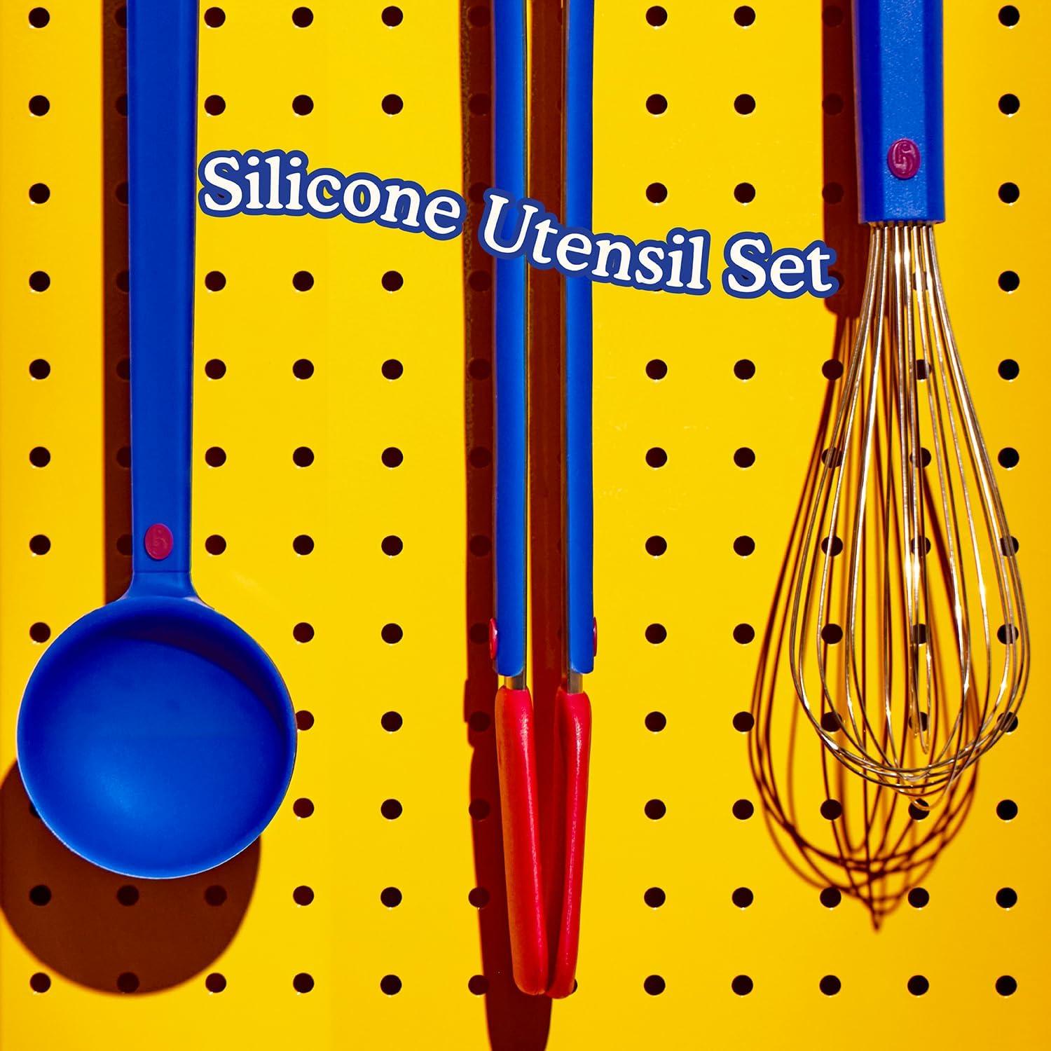 imageGreat Jones Tool Family 3Piece Large Kitchen Utensil Set Whisk Tongs Spoon BPA ampamp BPSFree HeatResistant Cookware Ergonomic Design ampamp DishwasherSafe BlueberryBlueberry