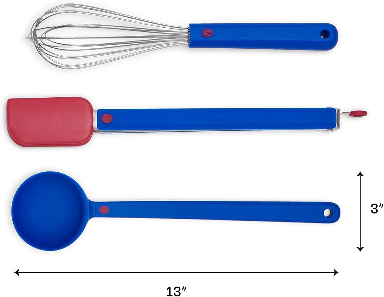 imageGreat Jones Tool Family 3Piece Large Kitchen Utensil Set Whisk Tongs Spoon BPA ampamp BPSFree HeatResistant Cookware Ergonomic Design ampamp DishwasherSafe BlueberryBlueberry