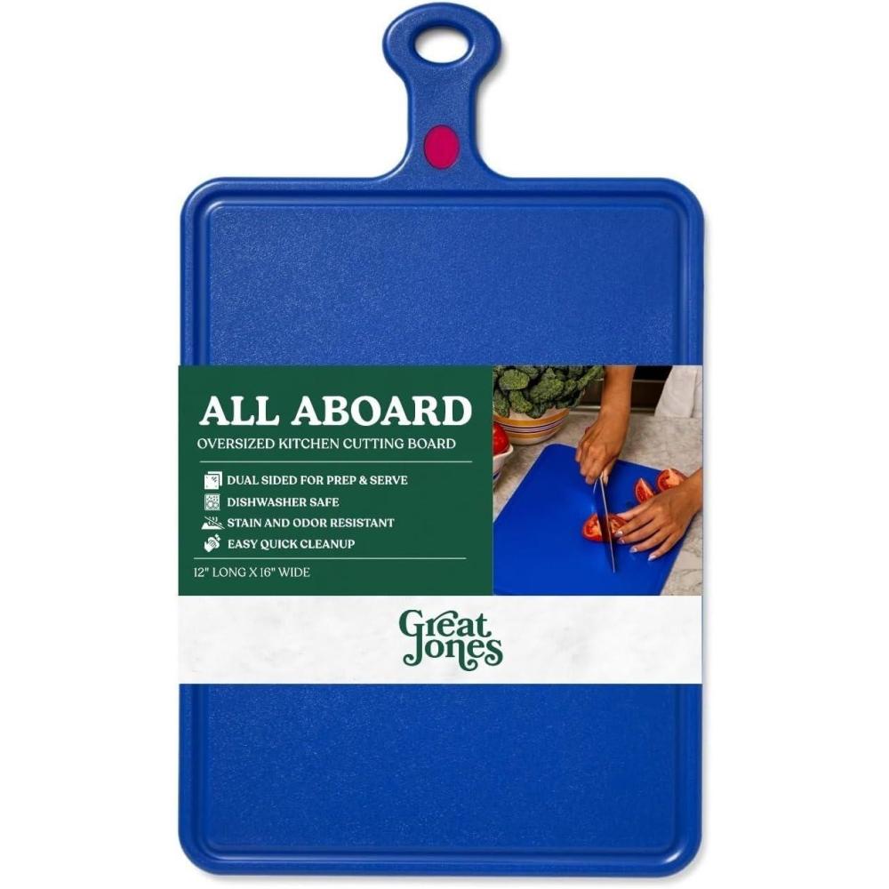 imageGreat Jones All Aboard Oversized Kitchen Cutting Board Reversible Prep ampamp Serve Board with Juice Groove Lightweight ampamp BPAFree KnifeFriendly ampamp Dishwasher Safe Broccoli 12 x 16 InchesBlueberry