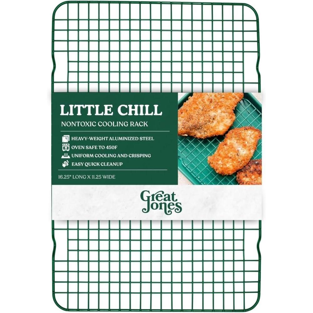 imageGreat Jones Big Chill Wire Cooling Rack Blueberry  169quot  114quot HeavyWeight Aluminized SteelNonstick Baking Rack  Oven Safe 450 F Bacon ampamp Cookie Cooling Rack  Fits Half Sheet PansBroccoli