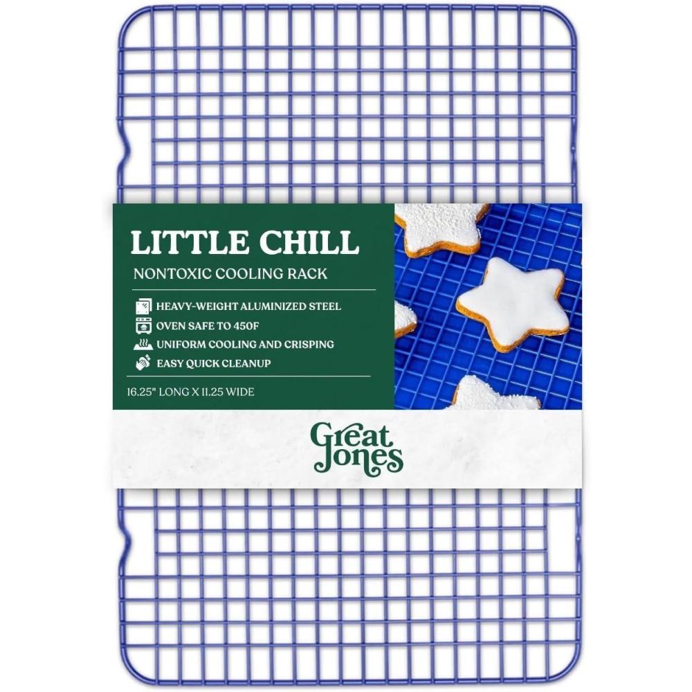 imageGreat Jones Big Chill Wire Cooling Rack Blueberry  169quot  114quot HeavyWeight Aluminized SteelNonstick Baking Rack  Oven Safe 450 F Bacon ampamp Cookie Cooling Rack  Fits Half Sheet PansBlueberry