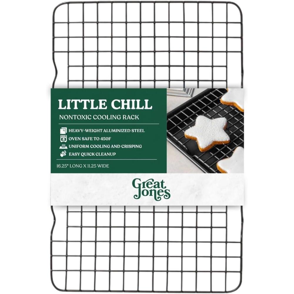 imageGreat Jones Big Chill Wire Cooling Rack Blueberry  169quot  114quot HeavyWeight Aluminized SteelNonstick Baking Rack  Oven Safe 450 F Bacon ampamp Cookie Cooling Rack  Fits Half Sheet PansPepper