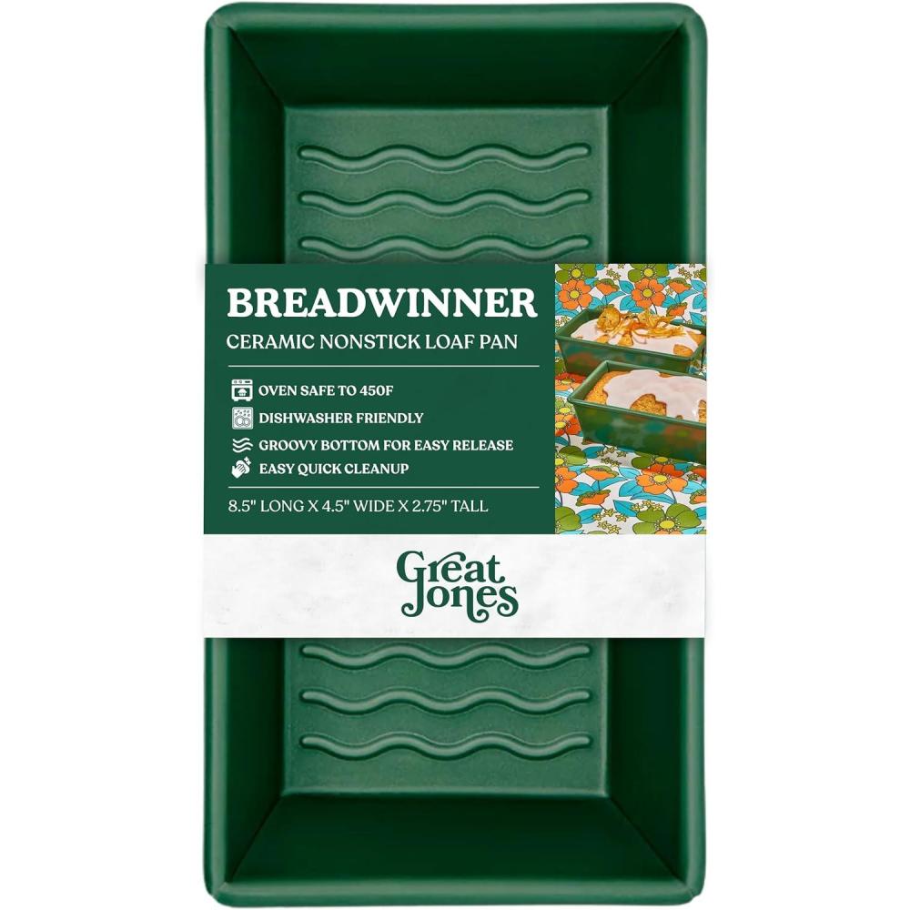 imageGreat Jones Breadwinner Broccoli  Nonstick Loaf Pan for Bread Cakes ampamp More  Aluminized Steel with Easy Release Coating  OvenSafe to 450F  Even Heat Distribution  DishwasherFriendlyBroccoli