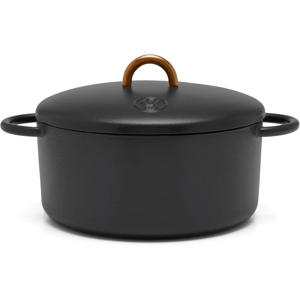 imageGreat Jones Dutch Baby Dutch Oven with Lid Salt 35Quart  Enameled Cast Iron Round Shape  Safe for Stovetops ampamp Ovens up to 500F  SpaceSaving ampamp DishwasherFriendly  SmallBatch CookingPepper