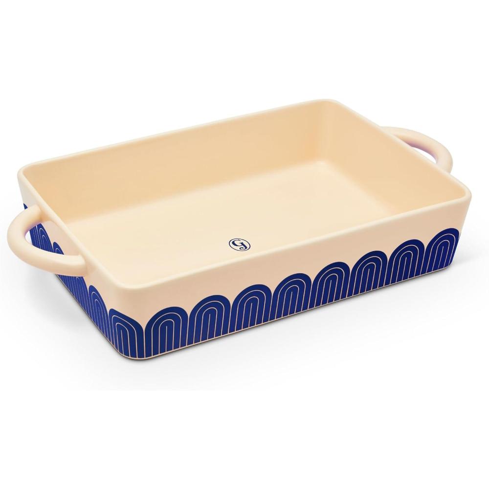 imageGreat Jones Hot Dish Striped  9quotx13quot Ceramic Casserole Dish  OvenSafe to 500F  Dishwasher Freezer ampamp MicrowaveFriendly  Perfect for Lasagna Cakes Roasts ampamp More  Durable BakewareBlueberry