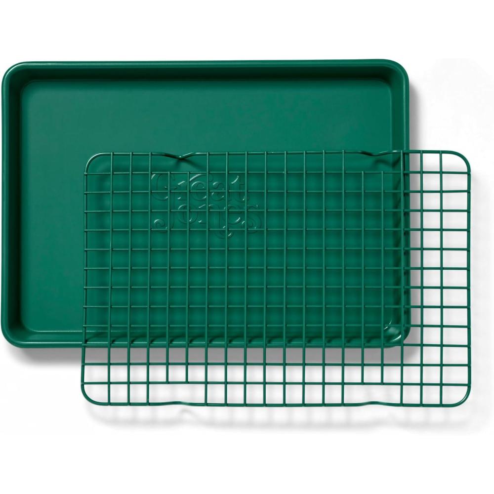 imageGreat Jones Little Sheet Pan ampamp Little Chill Rack Set Broccoli  135 x 95 HeavyDuty Nonstick Pan ampamp Cooling Rack  Baking Tray ampamp Wire Rack for Cooking Baking Roasting  Oven ampamp Dishwasher Safe