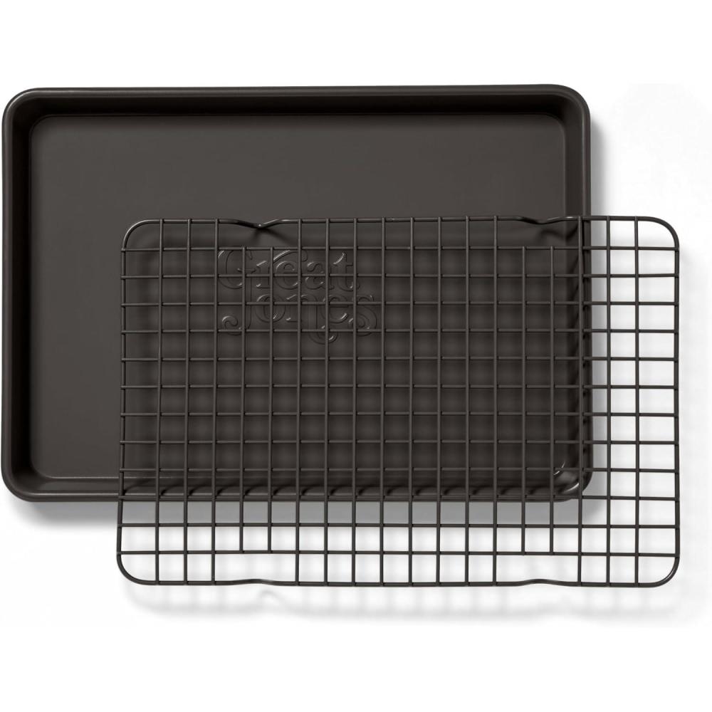 imageGreat Jones Little Sheet Pan ampamp Little Chill Rack Set Pepper 135 x 95 HeavyDuty Nonstick Pan ampamp Cooling Rack Baking Tray ampamp Wire Rack for Cooking Baking Roasting Oven ampamp Dishwasher Safe