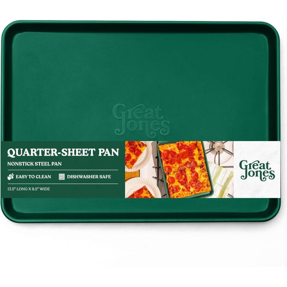 imageGreat Jones Little Sheet Pepper  Jelly Roll Pan Quarter Sheet Pan  Aluminized Steel135quot x 95quot  For Baking Roasting ampamp Broiling  Premium Bakeware with Even Heat DistributionBroccoli
