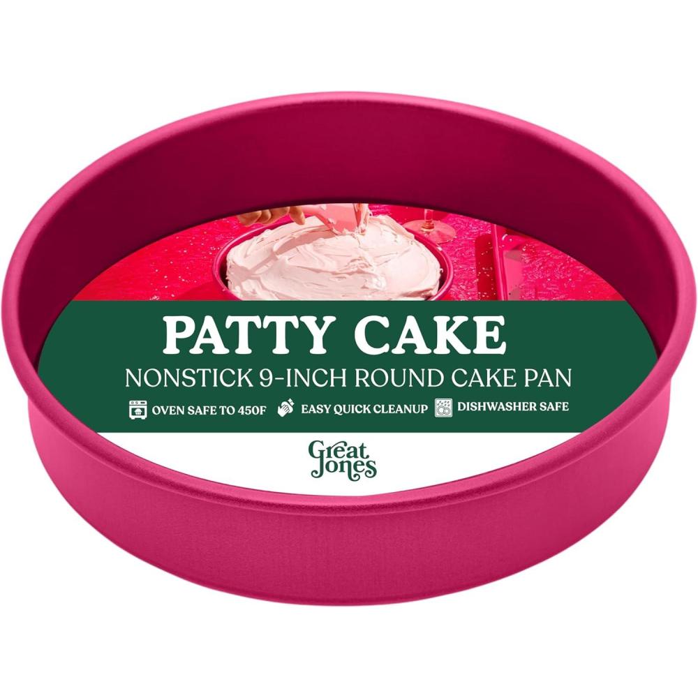 imageGreat Jones Patty Cake Raspberry Nonstick 9Inch Round Cake Pan  HeavyDuty Aluminized Steel  Easy Release Coating  OvenSafe Up to 450F  Even Heat Distribution  DishwasherFriendlyRaspberry