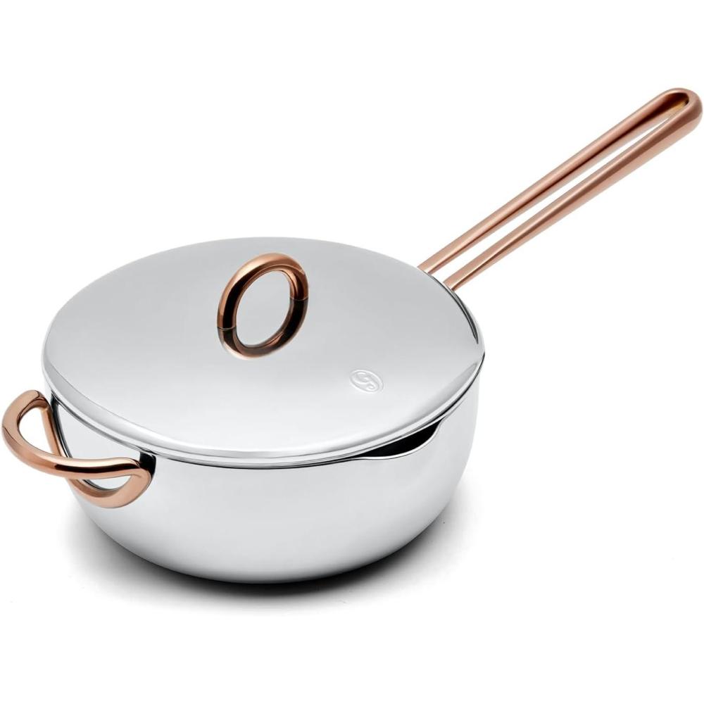 imageGreat Jones Saucy 3Quart Stainless Steel Sauce Pan With Lid Compatible With All Stovetops Induction ampamp Oven Safe Dishwasher Friendly3 Quarts