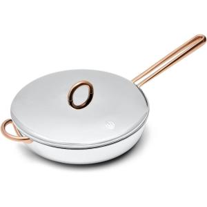 Great Jones Deep Cut 3-Quart Stainless Steel Sauté Pan | Hybrid Skillet & Sauté Pan with Sloped Sides, Welded Handles | Induction & Oven Safe, Dishwasher Friendly(3-Quart)