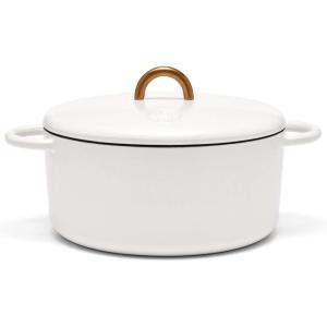 Great Jones Dutch Baby Dutch Oven with Lid (Salt, 3.5-Quart) | Enameled Cast Iron, Round Shape | Safe for Stovetops & Ovens up to 500°F | Space-Saving & Dishwasher-Friendly | Small-Batch Cooking(Salt)