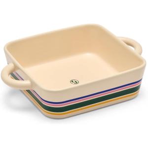 Great Jones Little Hottie Blueberry | 8×8 Ceramic Baker | Oven-Safe to 500°F | Dishwasher, Freezer & Microwave-Friendly | Portable & Space-Saving | Perfect for Small Batches, Baking & Roasting(Striped)