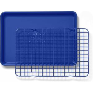 Great Jones Little Sheet Pan & Little Chill Rack Set (Blueberry) | 13.5 x 9.5 Heavy-Duty Nonstick Pan & Cooling Rack | Baking Tray & Wire Rack for Cooking, Baking, Roasting | Oven & Dishwasher Safe