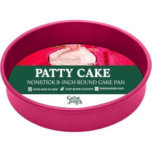 Great Jones Patty Cake (Raspberry)| Nonstick 9-Inch Round Cake Pan | Heavy-Duty Aluminized Steel | Easy Release Coating | Oven-Safe Up to 450°F | Even Heat Distribution | Dishwasher-Friendly(Raspberry)
