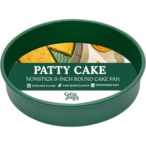 Great Jones Patty Cake (Raspberry)| Nonstick 9-Inch Round Cake Pan | Heavy-Duty Aluminized Steel | Easy Release Coating | Oven-Safe Up to 450°F | Even Heat Distribution | Dishwasher-Friendly(Broccoli)