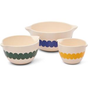 Great Jones Stir Crazy 3-Piece Stackable Ceramic Mixing Bowl Set (6.8″, 9.1″, 12″) | Dishwasher, Freezer & Microwave Safe | Perfect for Baking, Serving & Mixing | Nestable for Easy Storage (Striped)(Classic)