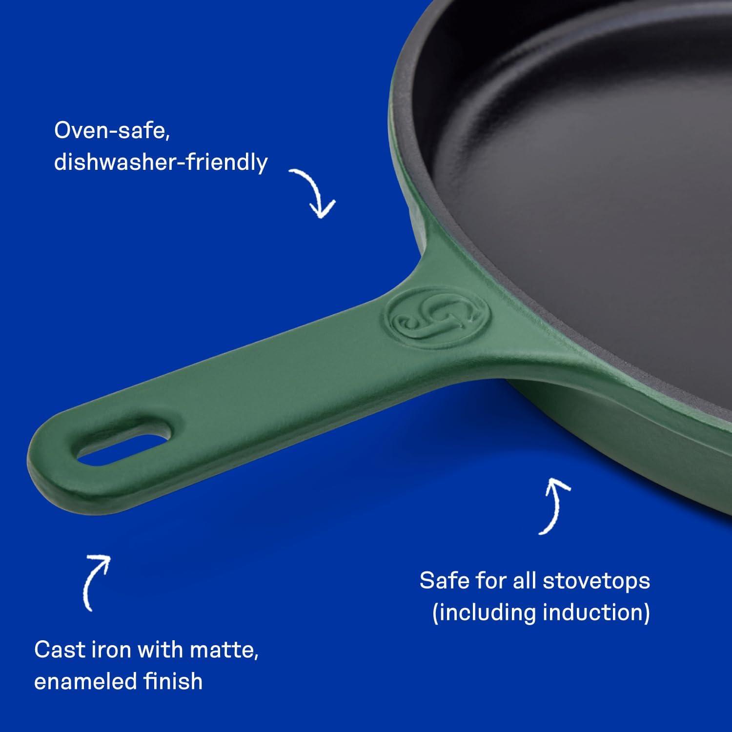 imageGreat Jones King Sear CastIron Skillet Broccoli 12quot Enameled for Easy Cleaning Safe for All Stovetops ampamp Ovens Perfect for Crispy Chicken Steak ampamp More OvenSafe to 500F Hand Wash OnlyBroccoli