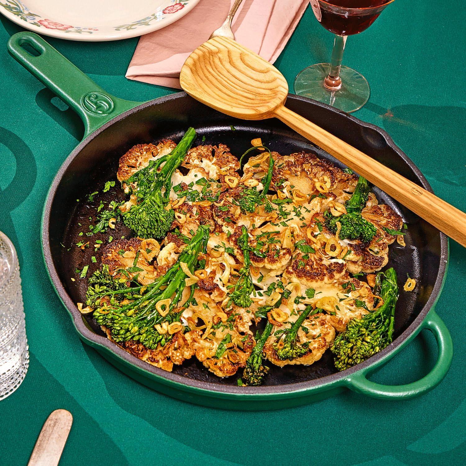 imageGreat Jones King Sear CastIron Skillet Broccoli 12quot Enameled for Easy Cleaning Safe for All Stovetops ampamp Ovens Perfect for Crispy Chicken Steak ampamp More OvenSafe to 500F Hand Wash OnlyBroccoli