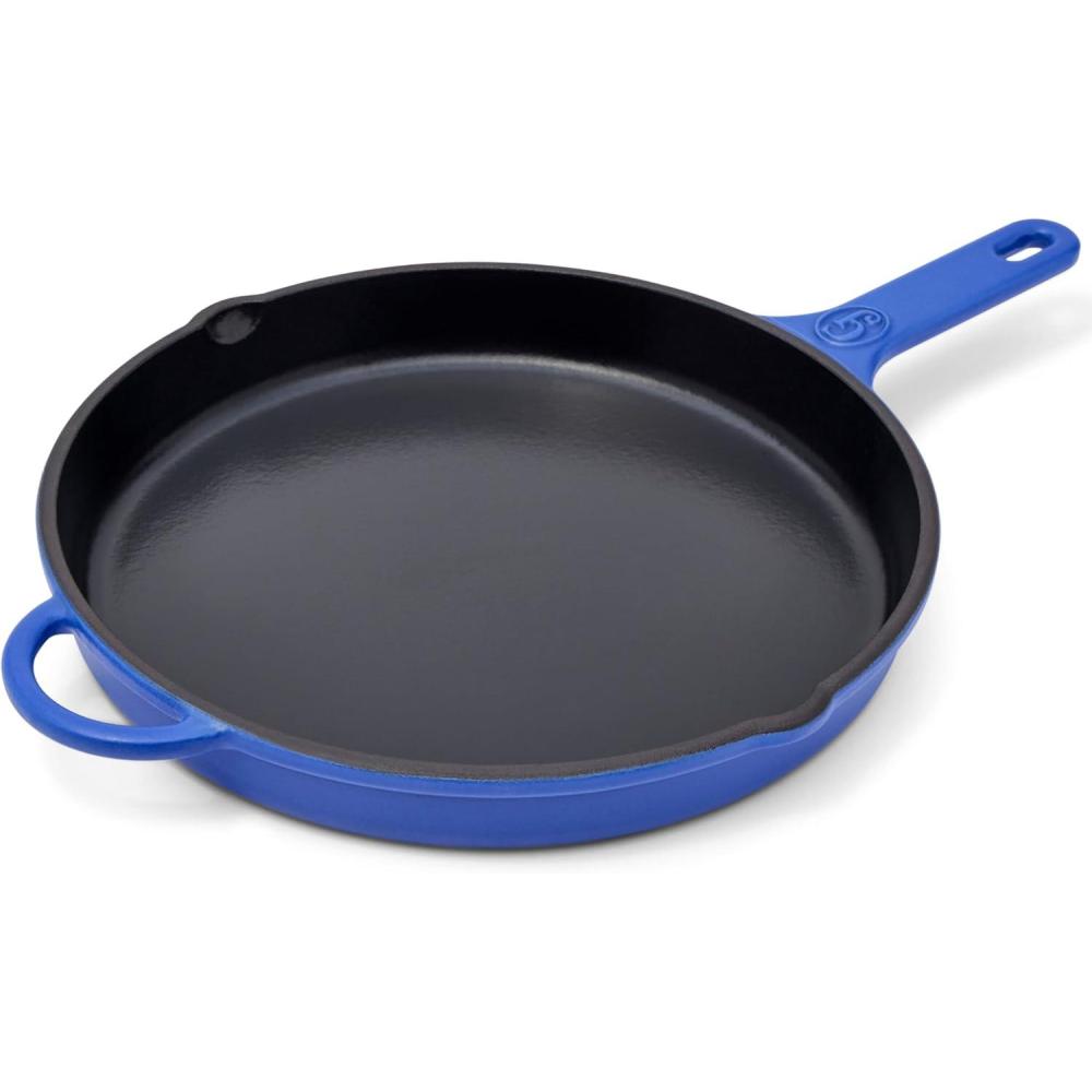 imageGreat Jones King Sear CastIron Skillet Broccoli 12quot Enameled for Easy Cleaning Safe for All Stovetops ampamp Ovens Perfect for Crispy Chicken Steak ampamp More OvenSafe to 500F Hand Wash OnlyBlueberry