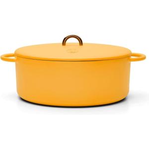 Great Jones Dutchess Cast Iron Dutch Oven Pot With Lid (Broccoli) – Large 6.75 Quart Size, Dual Handles – All Stovetop Safe – 500° Dutch Oven For Bread Baking | Dishwasher Friendly(Mustard)